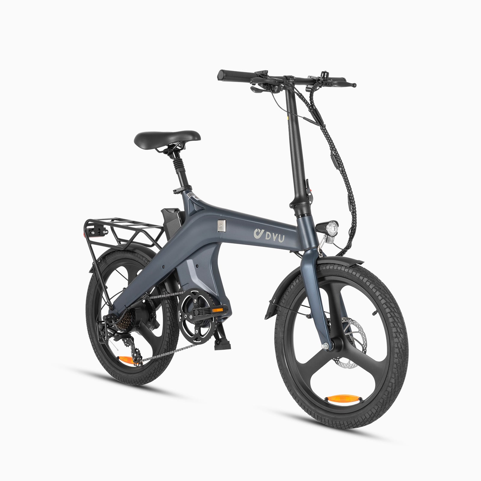 Bici elettrica pieghevole DYU T1 grigia con design moderno e freni a disco Bici elettrica pieghevole DYU T1 grigia con design moderno e freni a disco
