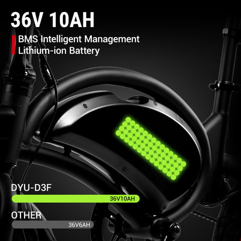 Batteria al litio 36V 10AH della DYU D3F con gestione intelligente. Batteria al litio 36V 10AH della DYU D3F con gestione intelligente.