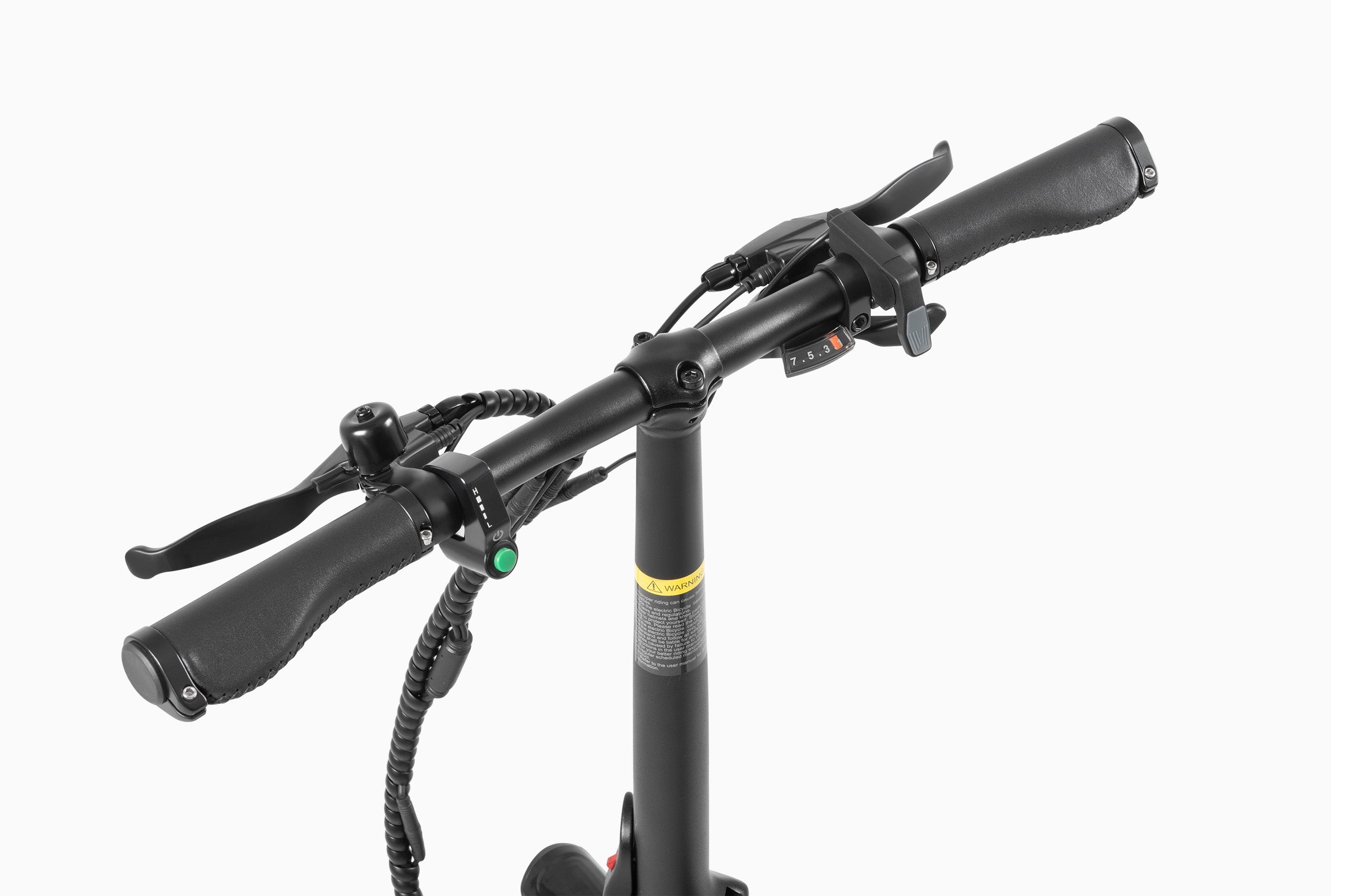 Manubrio della bici elettrica DYU T1 con freni e comandi, design ergonomico e moderno. Manubrio della bici elettrica DYU T1 con freni e comandi, design ergonomico e moderno.