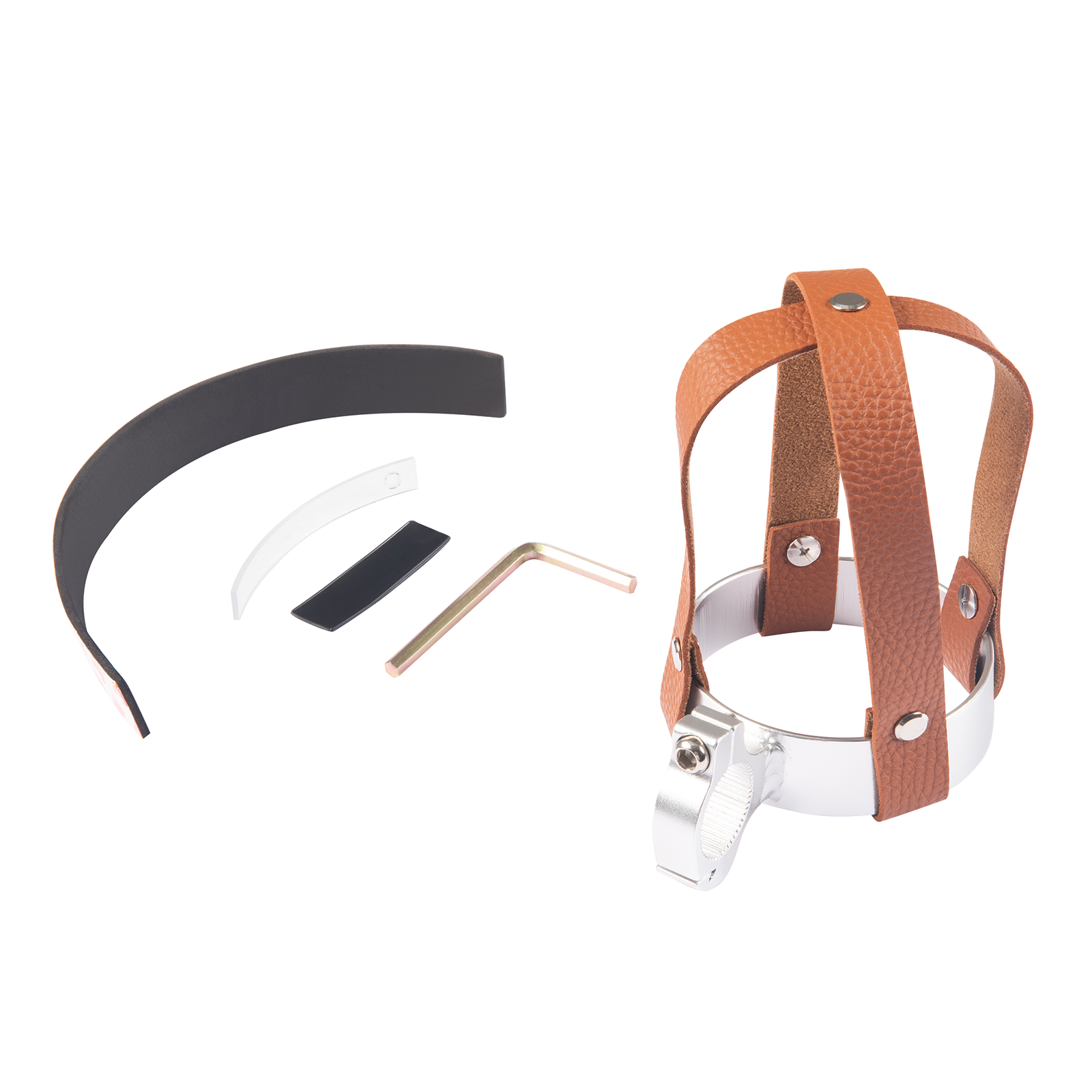 Supporto per bottiglia in metallo con cinghia in pelle marrone per bici DYU Supporto per bottiglia in metallo con cinghia in pelle marrone per bici DYU