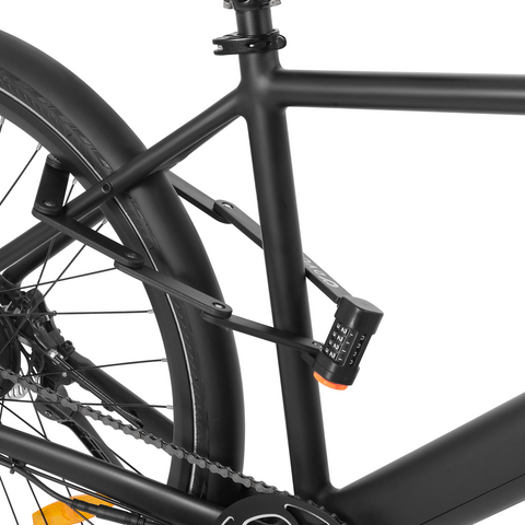 Blocco combinato nero DYU per biciclette con codice a tre cifre e dettagli di montaggio Blocco combinato nero DYU per biciclette con codice a tre cifre e dettagli di montaggio