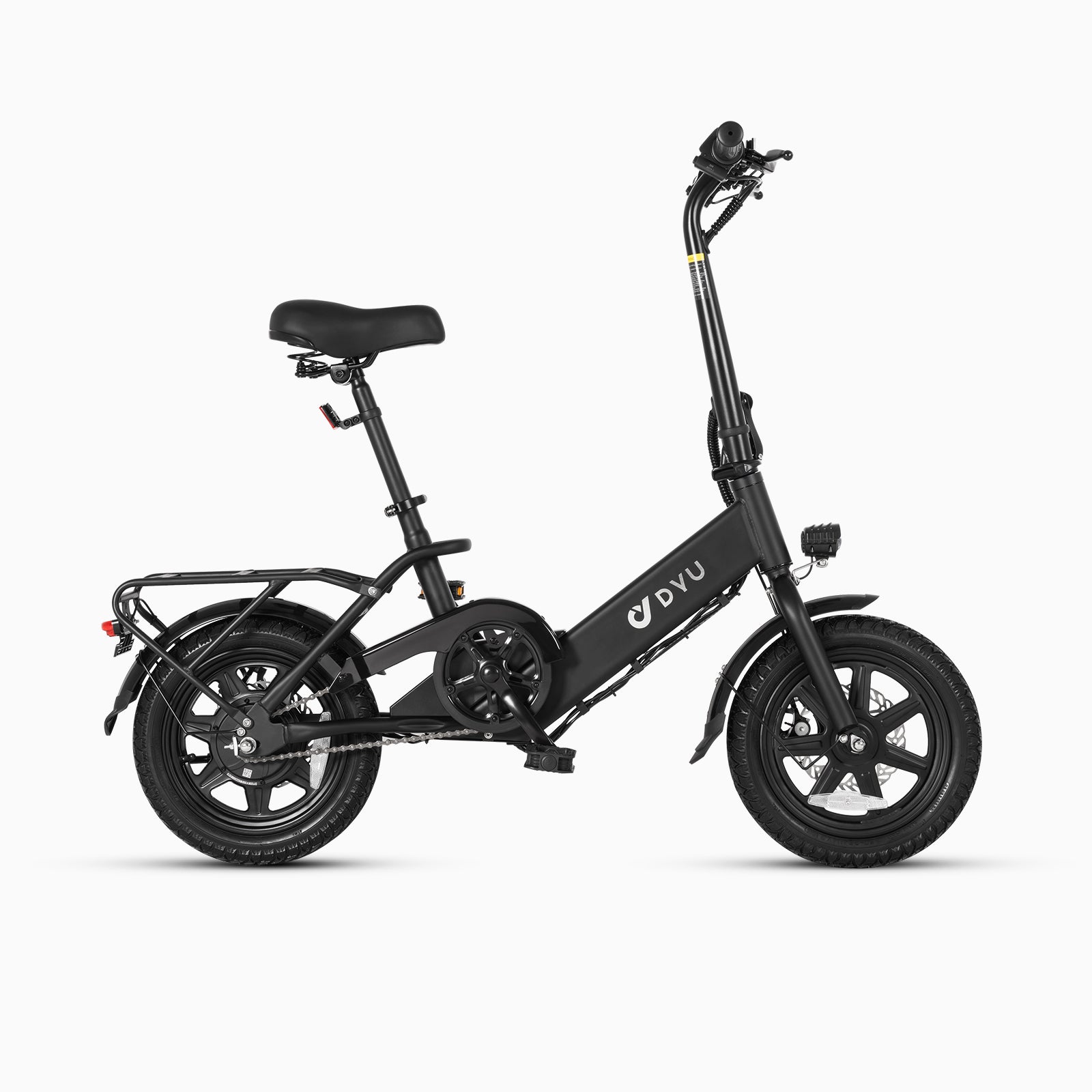 Bicicletta elettrica pieghevole DYU C3 nera, ideale per il trasporto urbano. Bicicletta elettrica pieghevole DYU C3 nera, ideale per il trasporto urbano.