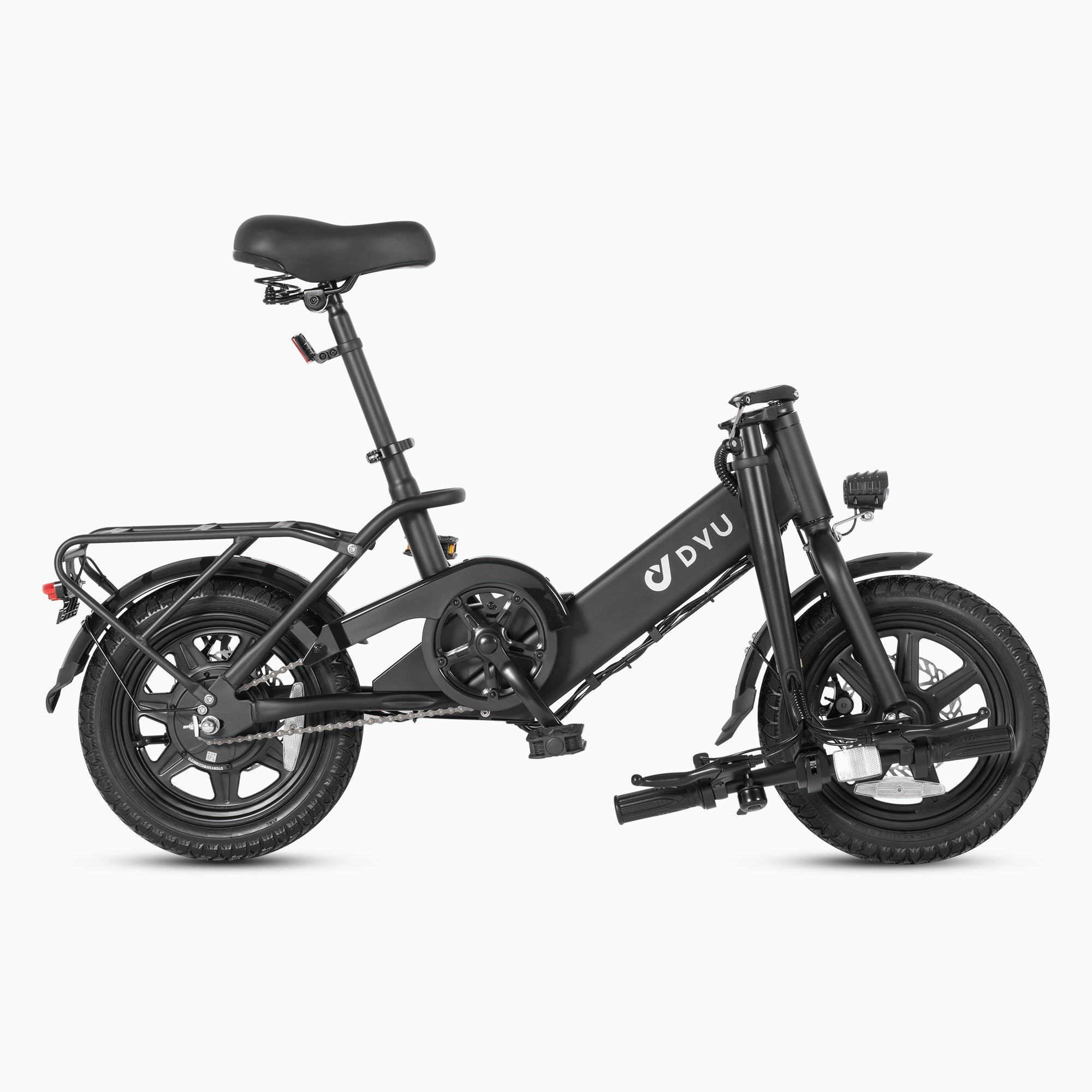 Bicicletta elettrica pieghevole DYU C3 nera, design compatto per trasporto urbano. Bicicletta elettrica pieghevole DYU C3 nera, design compatto per trasporto urbano.