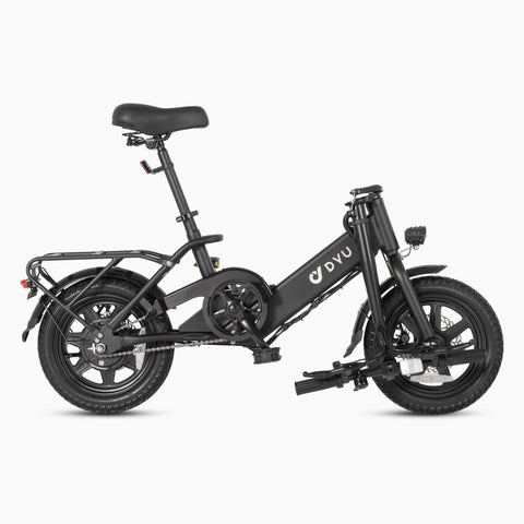 Bicicletta elettrica pieghevole DYU C3 nera, design compatto per trasporto urbano. Bicicletta elettrica pieghevole DYU C3 nera, design compatto per trasporto urbano.