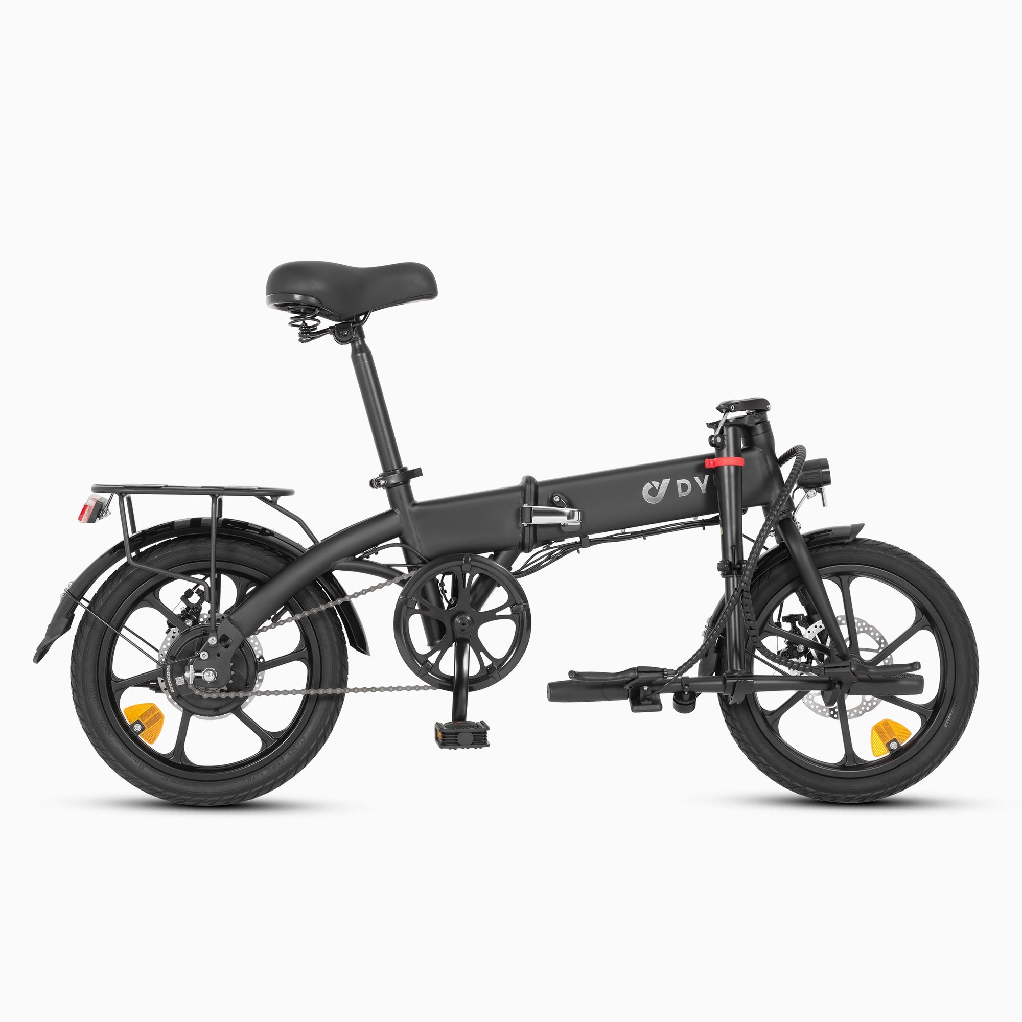 Bici elettrica DYU A1F pieghevole nera, freni a disco e design compatto. Bici elettrica DYU A1F pieghevole nera, freni a disco e design compatto.