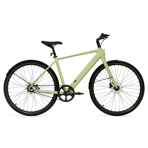 Bicicletta elettrica CG0600 Pro verde chiaro, design moderno e ruote nere Bicicletta elettrica CG0600 Pro verde chiaro, design moderno e ruote nere
