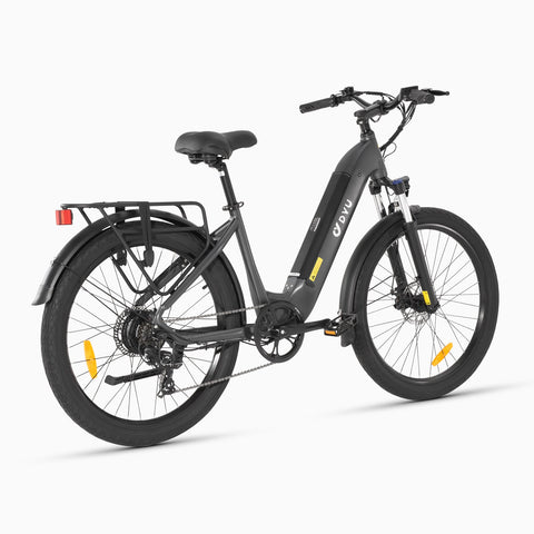 Bicicletta elettrica DYU C1 grigia per spostamenti urbani, comfort e stile. Bicicletta elettrica DYU C1 grigia per spostamenti urbani, comfort e stile.