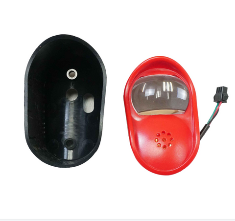 Cappuccio rosso del faro e custodia nera per ebike, design per installazione facile. Cappuccio rosso del faro e custodia nera per ebike, design per installazione facile.