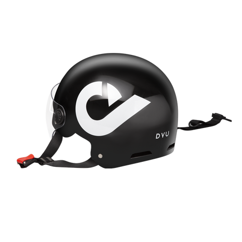 Casco da bici nero elegante con logo DYU e design protettivo. Casco da bici nero elegante con logo DYU e design protettivo.