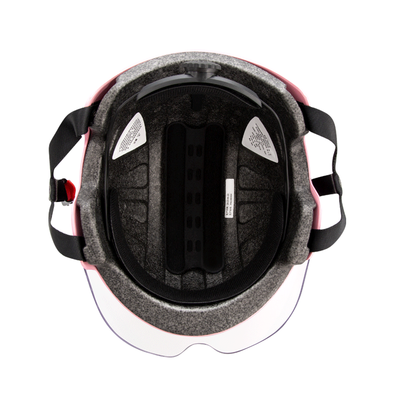 Interno del casco DYU rosa con padding e sistema di regolazione. Interno del casco DYU rosa con padding e sistema di regolazione.
