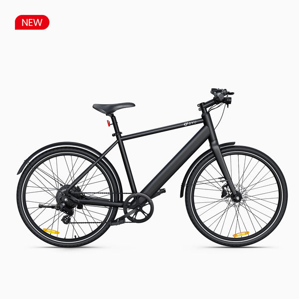 Bicicletta elettrica DYU Stroll 1 700C nera opaca con design moderno