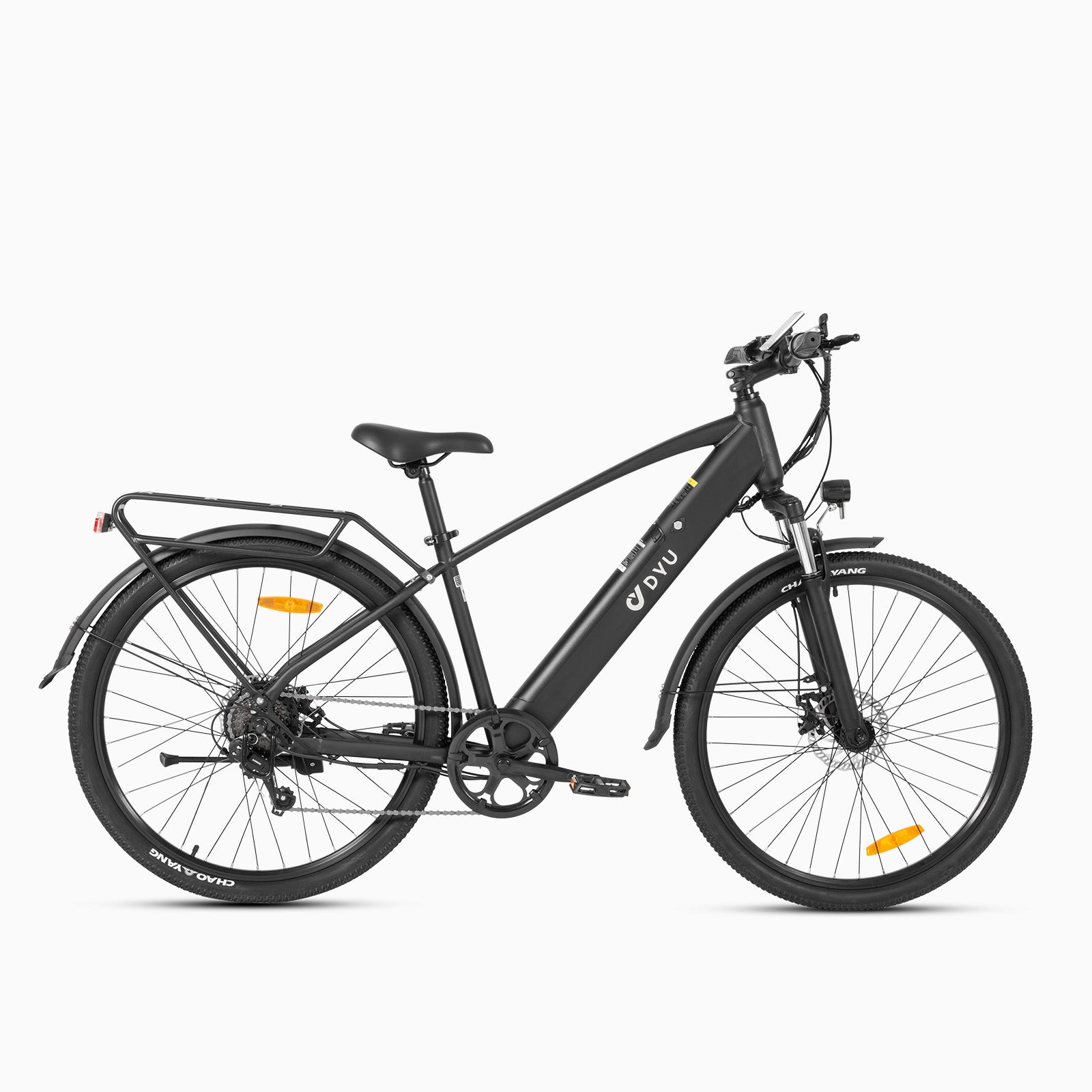 Bicicletta elettrica DYU C5 nera con design elegante e ruote da 27.5 pollici