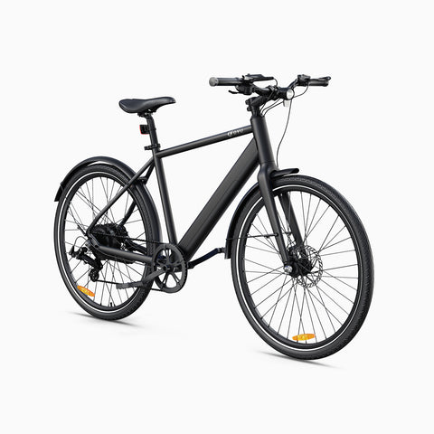 DYU Stroll 1 City Electric Bike in sleek matte black finish, modern design.