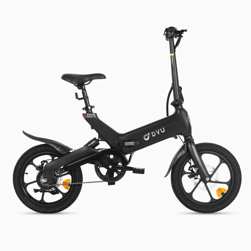 DYU A16 16-inch folding electric bike in black, stylish and compact design