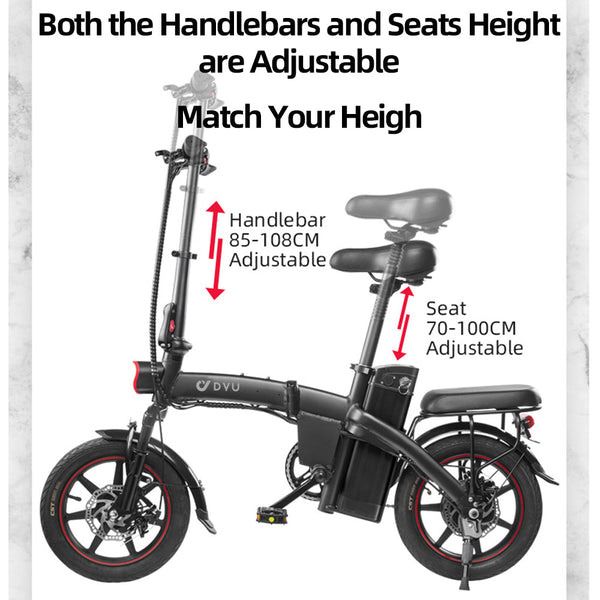 Bicicletta elettrica completamente pieghevole DYU A5 da 14 pollici