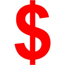 Simbolo del dollaro in rosso per costi di spedizione
